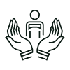 Icon of hands enveloping a person